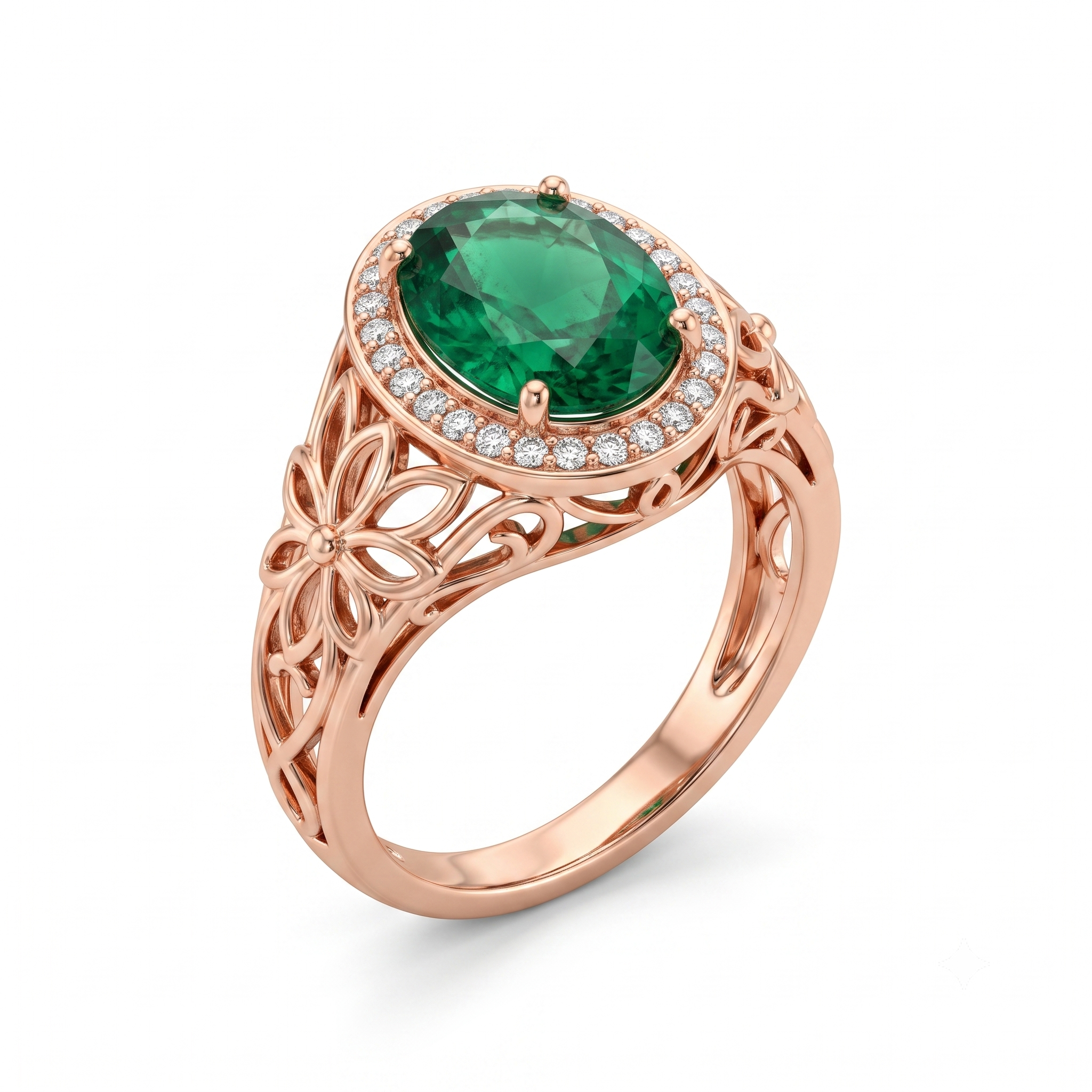Royal Rose Emerald Heritage Ring